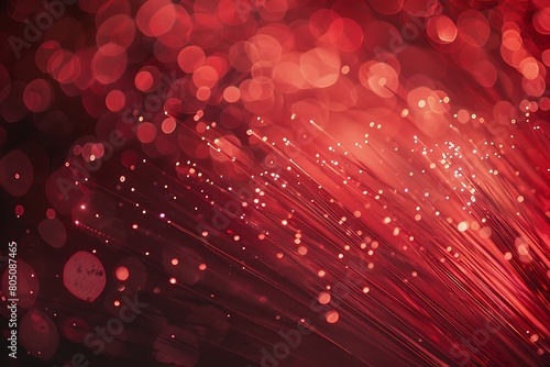 Bright red fiber optics close-up .