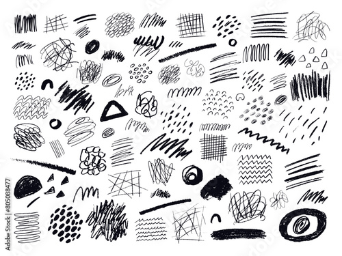 落書きとペイントのテクスチャー／描画と抽象的な形のコラージュコレクション