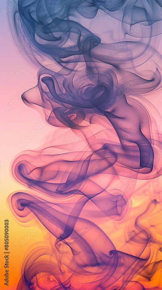 Swirling smoke pattern seamlessly flowing over a gradient of sunset colors Swirling smoke pattern seamlessly flowing over a gradient of sunset colors