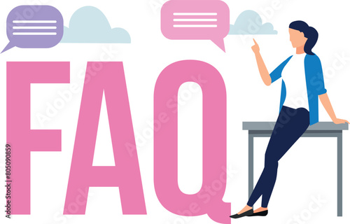 The girl is telling about the FAQ support service.