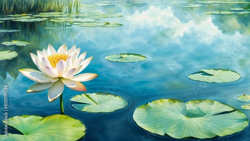 water lilies in the pond