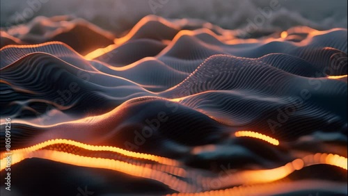 abstract wavy wires flowing across background. 4k video photo