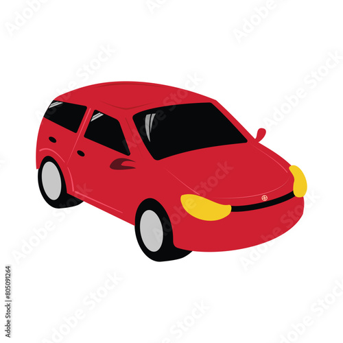 red car on a white background, vector illustration, eps 10. Design elements Editable car icon illustration in eps10 format. 4 wheeled vehicle illustration designred car on a white background, vector i