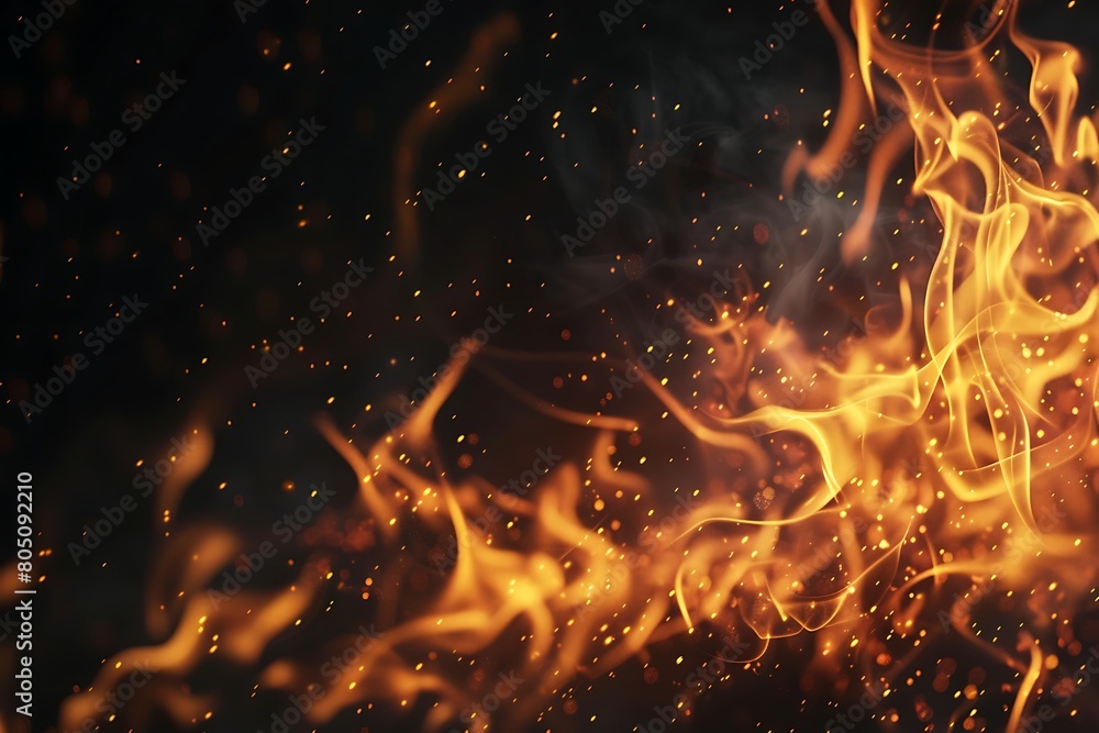 Fire blaze texture, background, black, banner. Fire flame in black background. .