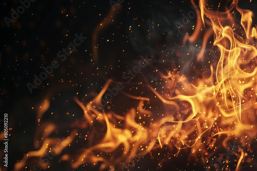 Fire blaze texture  background  black  banner. Fire flame in black background. .