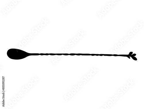 Cocktail mixing spoon silhouette vector art