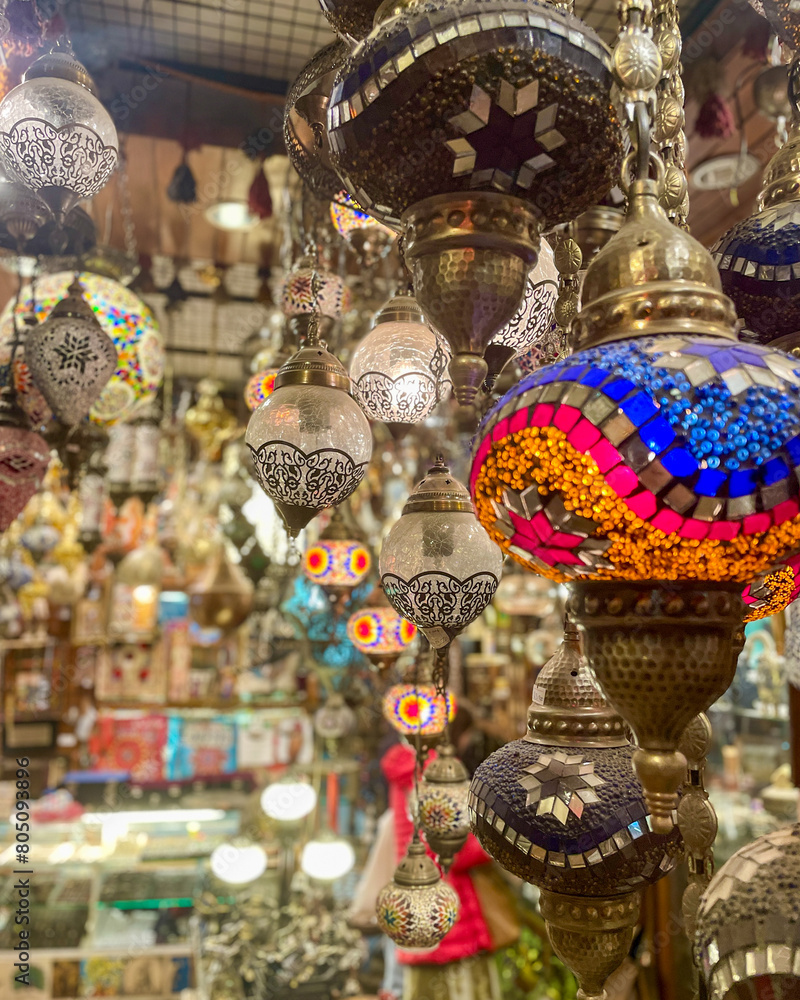 Turkish Glass Lamps in Crowded Store