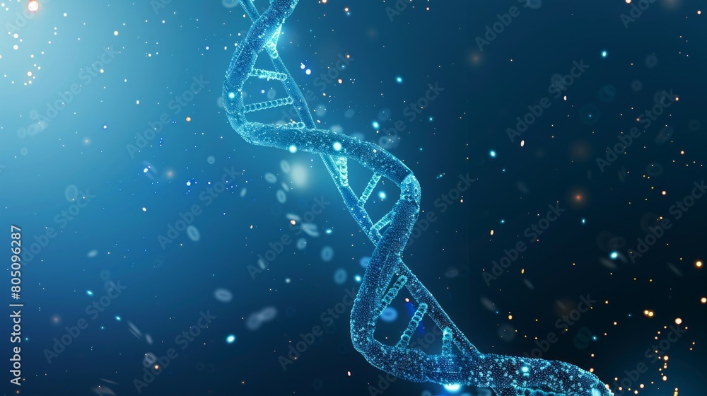 The blue background uses a futuristic and high-tech DNA double helix structure. The blue background uses a futuristic and high-tech DNA double helix structure.