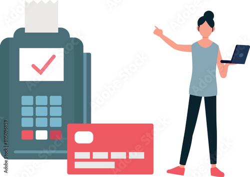 The girl is pointing at the EDC machine.