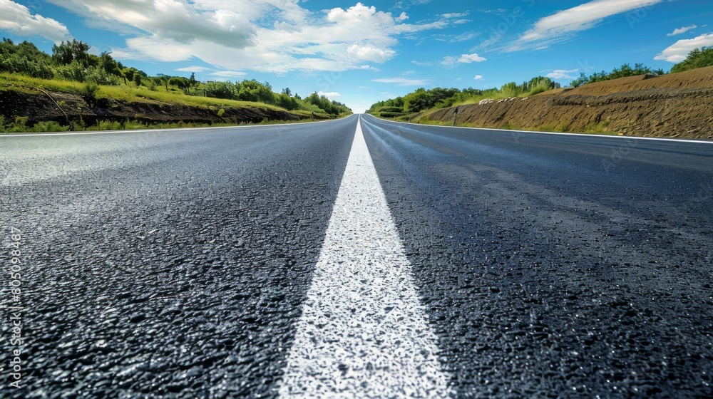 Summer asphalt road, the road goes into the horizon
Summer asphalt road, the road goes into the horizon