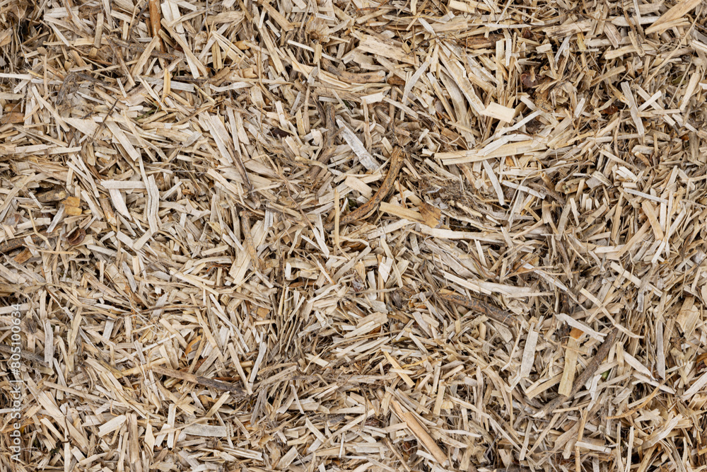 Full frame top view shot of saw dust ground cover material Full frame top view shot of saw dust ground cover material
