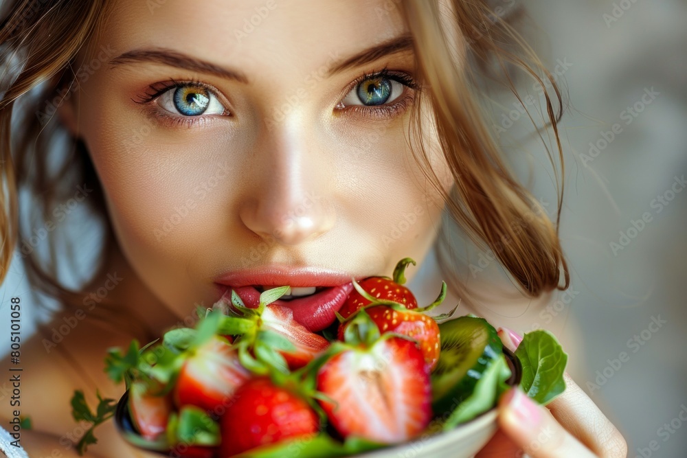 a beautiful girl eating healthy food a beautiful girl eating healthy food