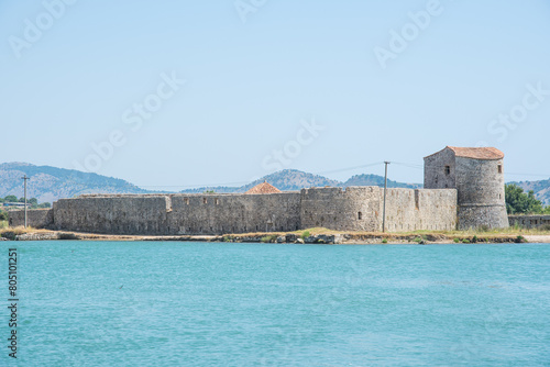 The venetian triangle castle in Butrint area in Albania photo