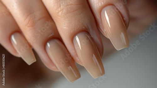 A Close-Up Portrait of Woman s Hands Flaunting a Stylish Neutral-Colored Manicure  Accentuating the Beauty of Simplicity and Refinement