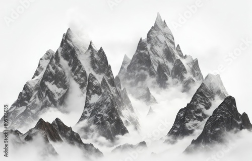 Snowy mountains Isolate on white background