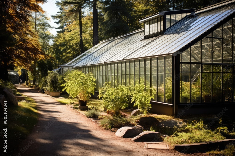 Helsinki University Botanic Garden, Finland: A tranquil scene from the garden's glasshouses and outdoor collections.