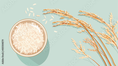 Healthy rice water on color background Vector style Vector