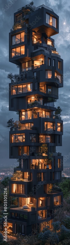 A tall building with many windows and a green roof A tall building with many windows and a green roof