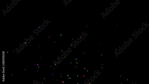 Double burst of colorfull confetti with alpha channel. Wedding, Birthday, Celebration, Carnival, Party or Holiday. 4k
