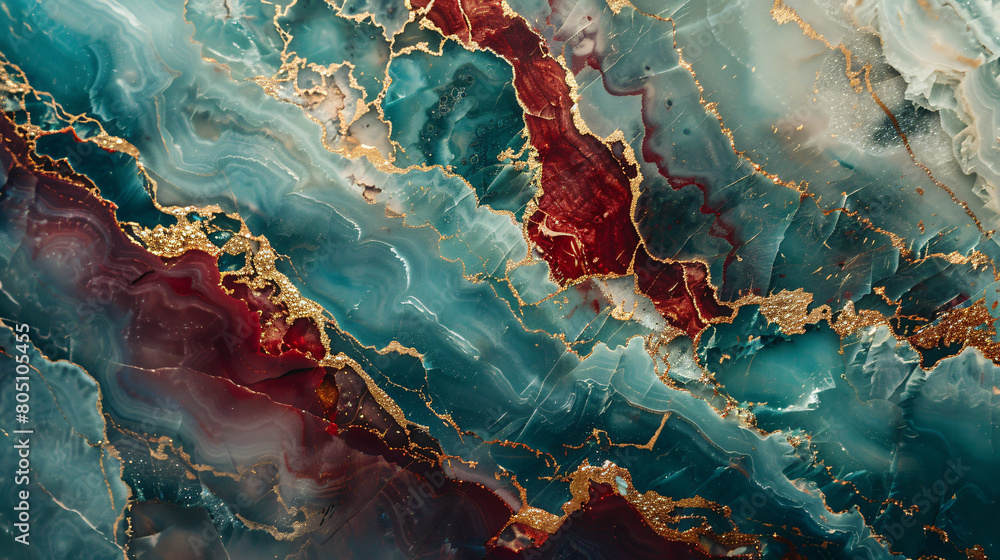 Close up of red and blue marble surface Close up of red and blue marble surface