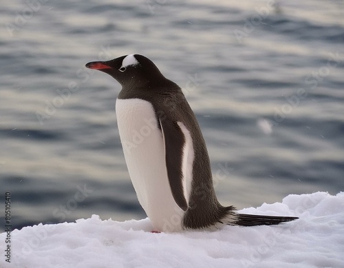 Pinguin in der Antarktis steht auf Schnee - freie Wildbahn