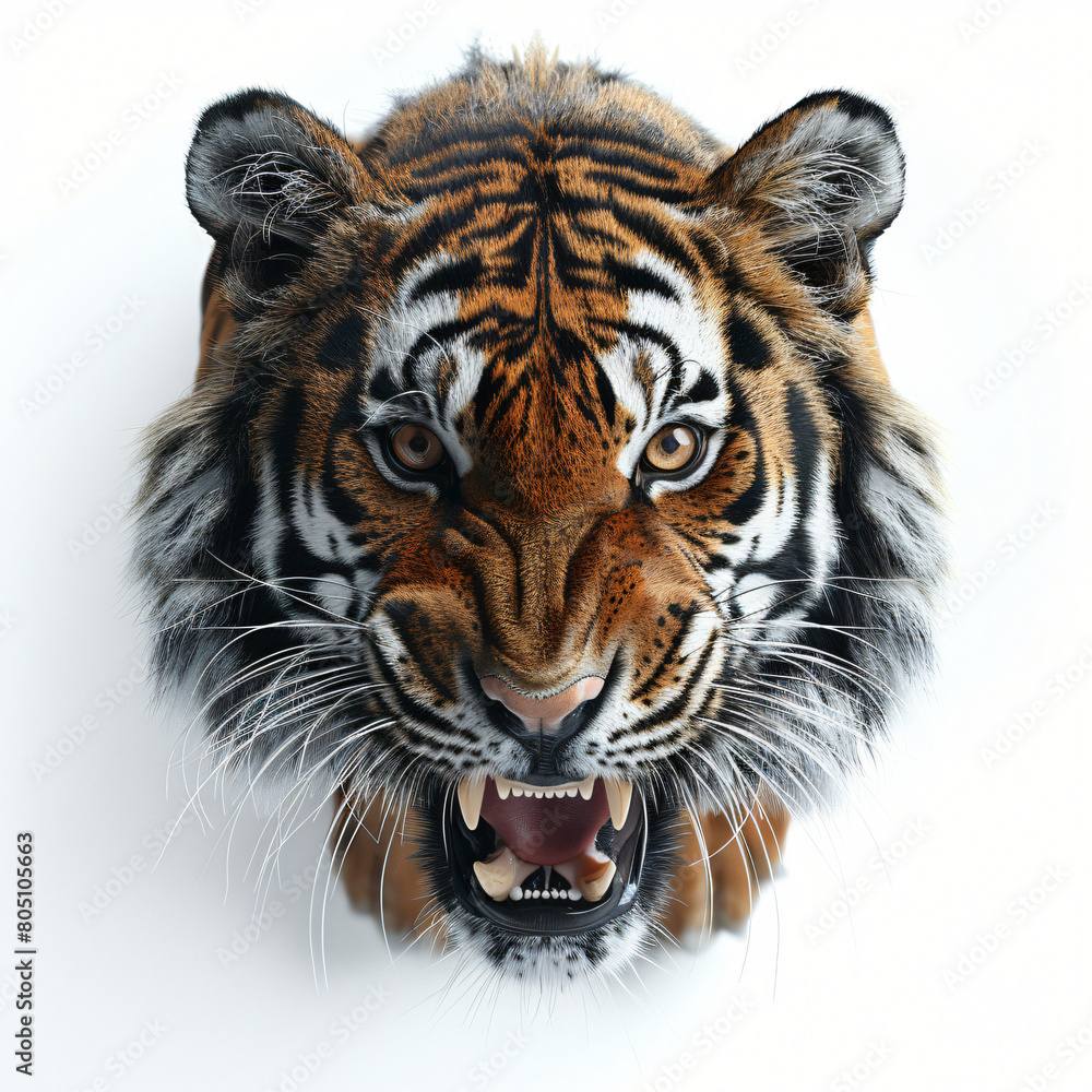 Naklejka premium Aggressive tiger baring teeth