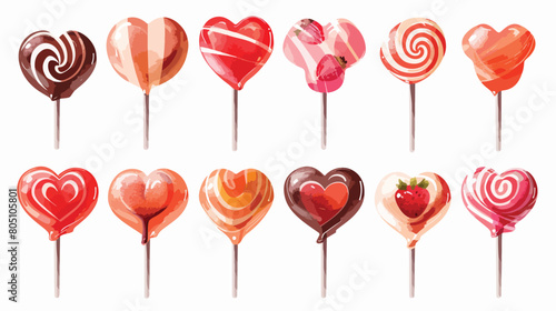 Heart-shaped candies. Fruit caramels and chocolate sw photo