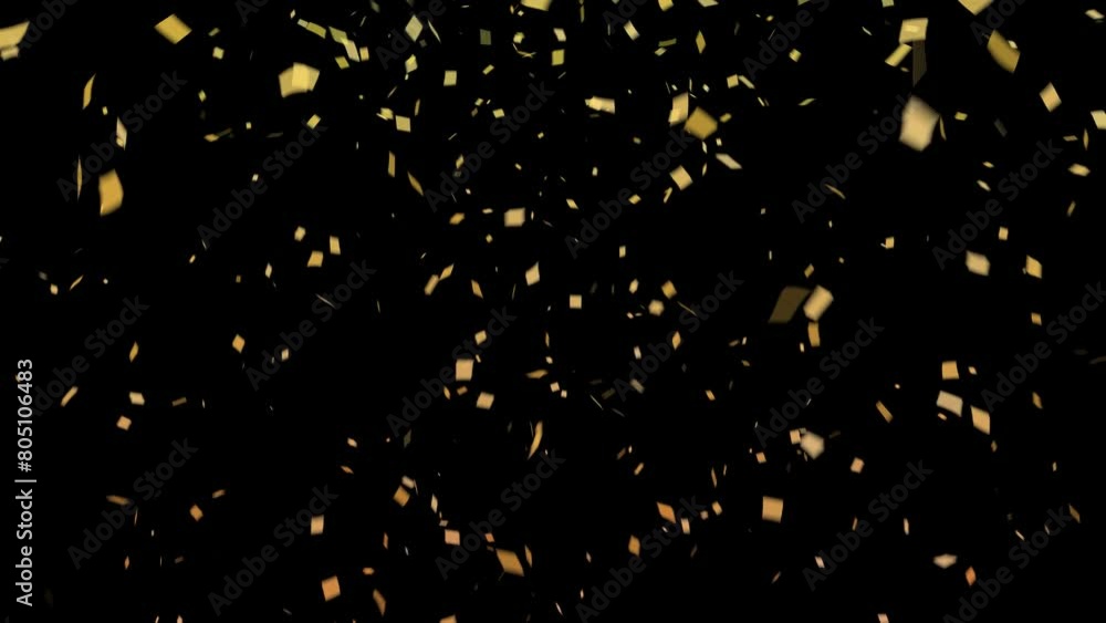 Falling Gold Confetti Particles with Alpha Channel. Confetti Falling Loop Animation. 4K Footage Video Falling Gold Confetti Particles with Alpha Channel. Confetti Falling Loop Animation. 4K Footage Video