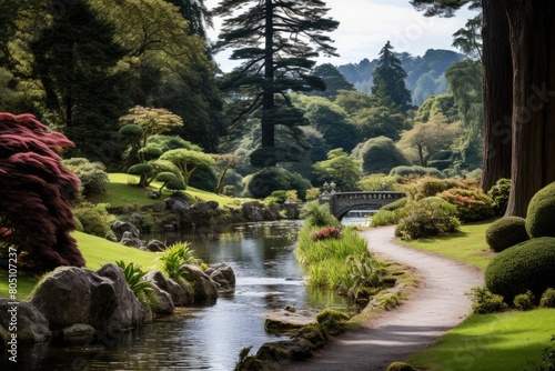 Powerscourt Gardens, Ireland: A scene from the Italian Garden and Japanese Garden in County Wicklow. photo
