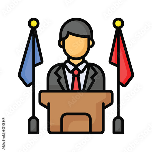 Visually appealing icon of prime minister in trendy style, ready for premium use