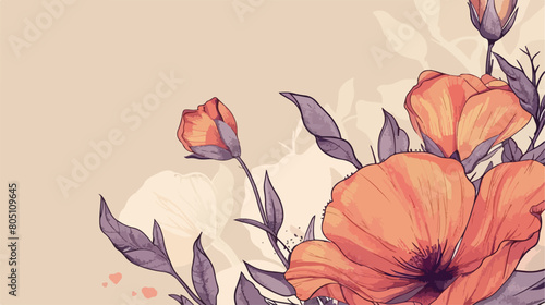 Horizontal background with flowers for advertising fl