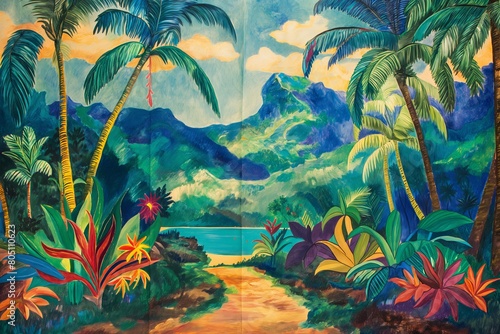 essence of a tropical paradise with a vibrant and colorful scene