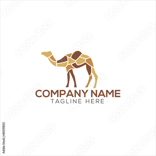 old camel logo silhouette isolated on white background showing from side.