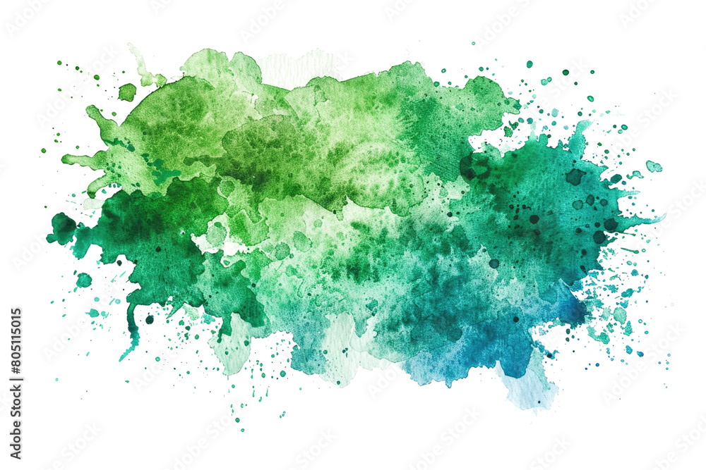 green blue colored watercolor spot isolated