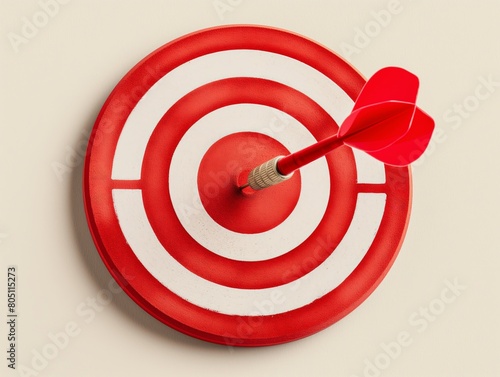 A red and white target with a dart in the center, symbolizing precision and goal achievement.