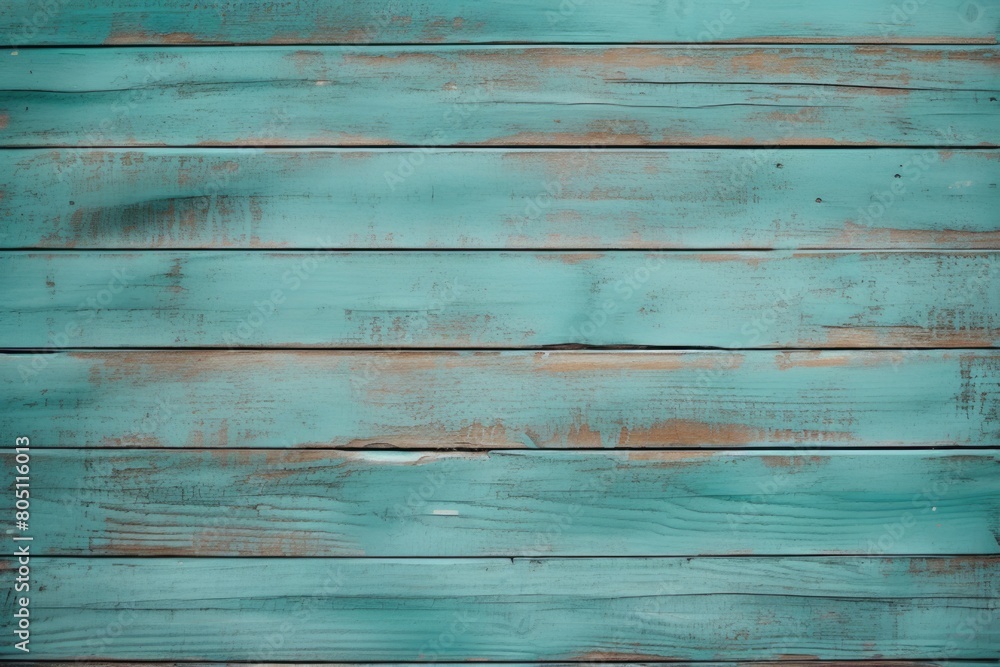 Fototapeta premium Old wooden background or texture. Turquoise wood planks.
