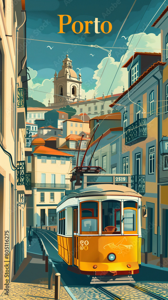 Porto Portugal retro poster