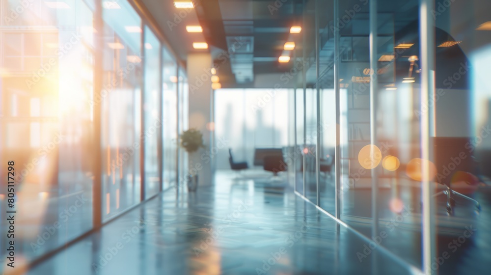 Beautiful blurred background of a light modern office interior with panoramic windows and beautiful lighting. hyper realistic Beautiful blurred background of a light modern office interior with panoramic windows and beautiful lighting. hyper realistic