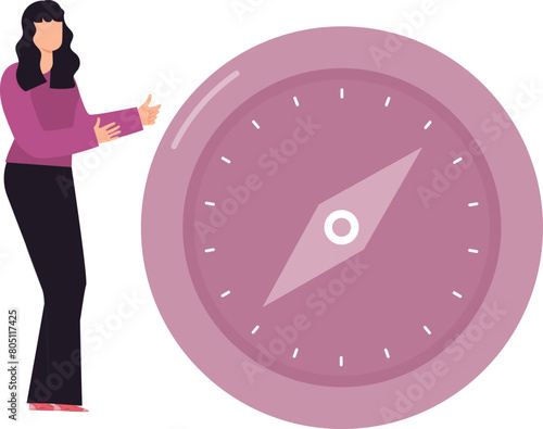 The girl is telling about the compass.