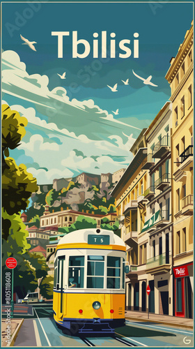 Tbilisi Georgia retro poster