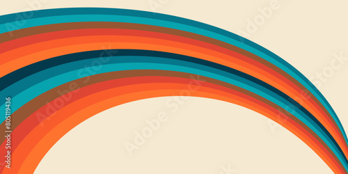 Abstract Vintage Retro 60s 70s  background, Wallpaper Backdrop Texture Interior Rainbow Color Artistic Wave Line Stripes