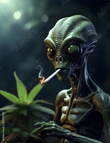  alien smoking a marijuana joint