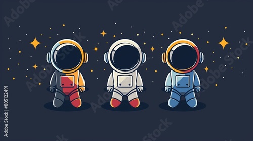 With its clean lines and bold colors, an astronaut flat cartoon logo design style is both modern and timeless 8K , high-resolution, ultra HD,up32K HD