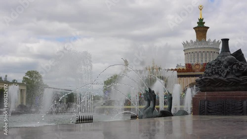 The Stone Flower fountain in close-up at VDNKh. Russia. Moscow. 01.05.24 photo