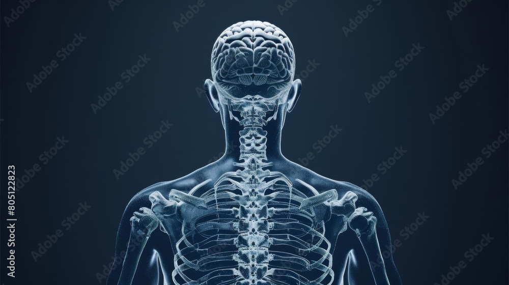 Generate an x-ray of a person's back. The x-ray should show the person's spine, ribs, and shoulder blades. The x-ray should be clear and easy to read. Generate an x-ray of a person's back. The x-ray should show the person's spine, ribs, and shoulder blades. The x-ray should be clear and easy to read.