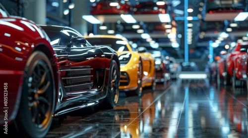 New cars in the showroom show waiting for sale to customer. hyper realistic  © Johannes