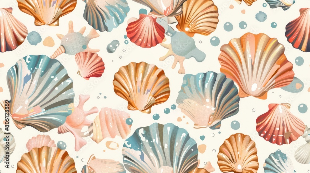 Seashells Seamless Pattern Design Seashells Seamless Pattern Design