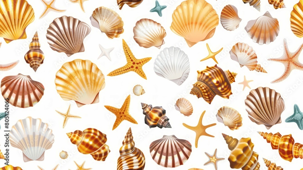 Seashells Seamless Pattern Design Seashells Seamless Pattern Design