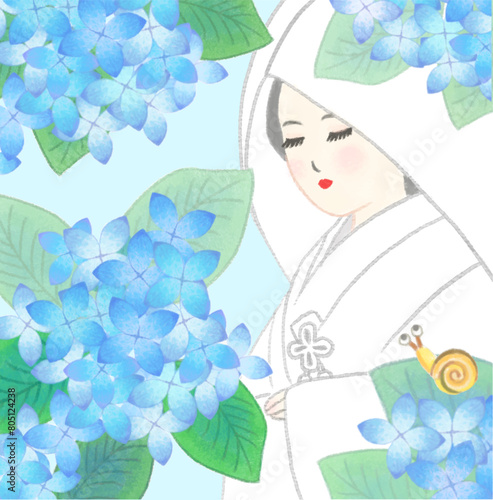 6月の花嫁　紫陽花　アジサイ　蝸牛
