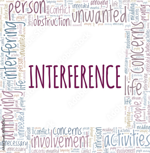 Interference word cloud conceptual design isolated on white background.